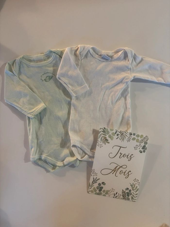 Lot de 2 bodies ML Petit Bateau 3 mois