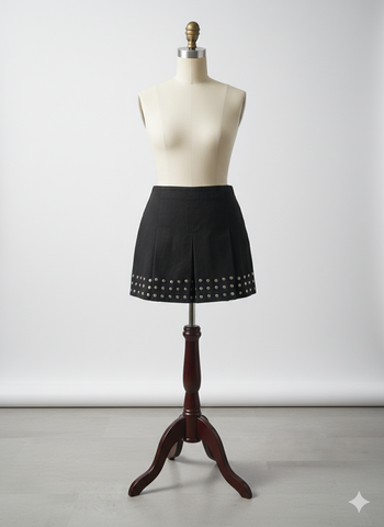 Jupe Noire Cloutée En Toile Noire Taille 38 Kookai Neuve