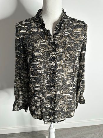 Chemisier bariolé noir blanc beige IKKS T36 S