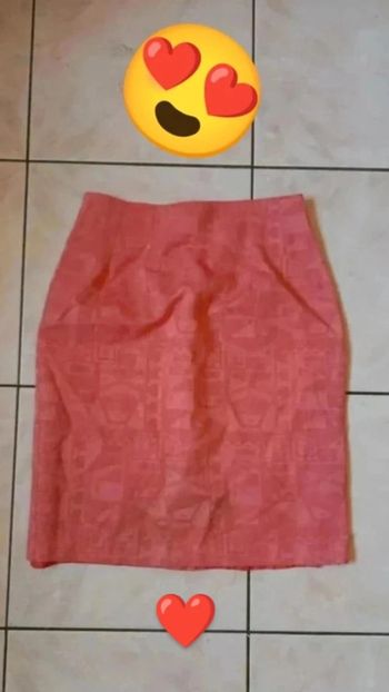 Jupe droite tailleur corail Camaieu vintage M/38