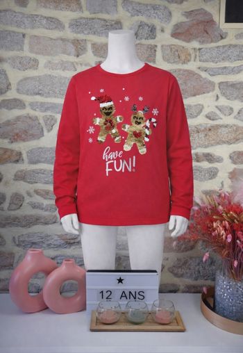 T-shirt de Noël manches longues Fille taille 12 ans marque In Extenso 🦜