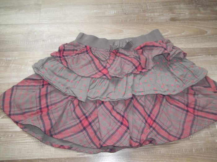 Jupe volantée taupe et rose DPAM (1) 6 ans/114 cm