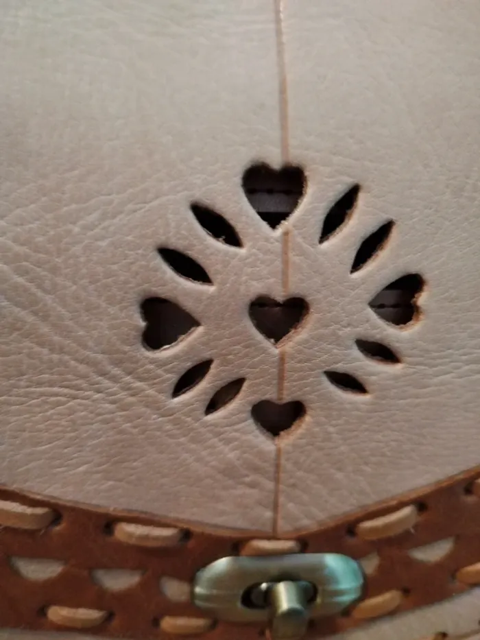 Sac bandoulière beige en cuir - photo numéro 5