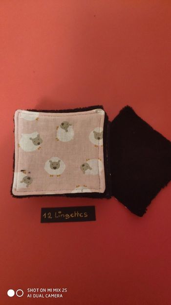 12 lingettes lavables, neuf.