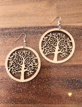 Boucles d’oreilles arbres de vie en bois