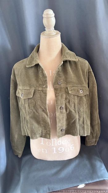 💕 veste chemise courte côtelé aspect velours taille 34 XS #zara