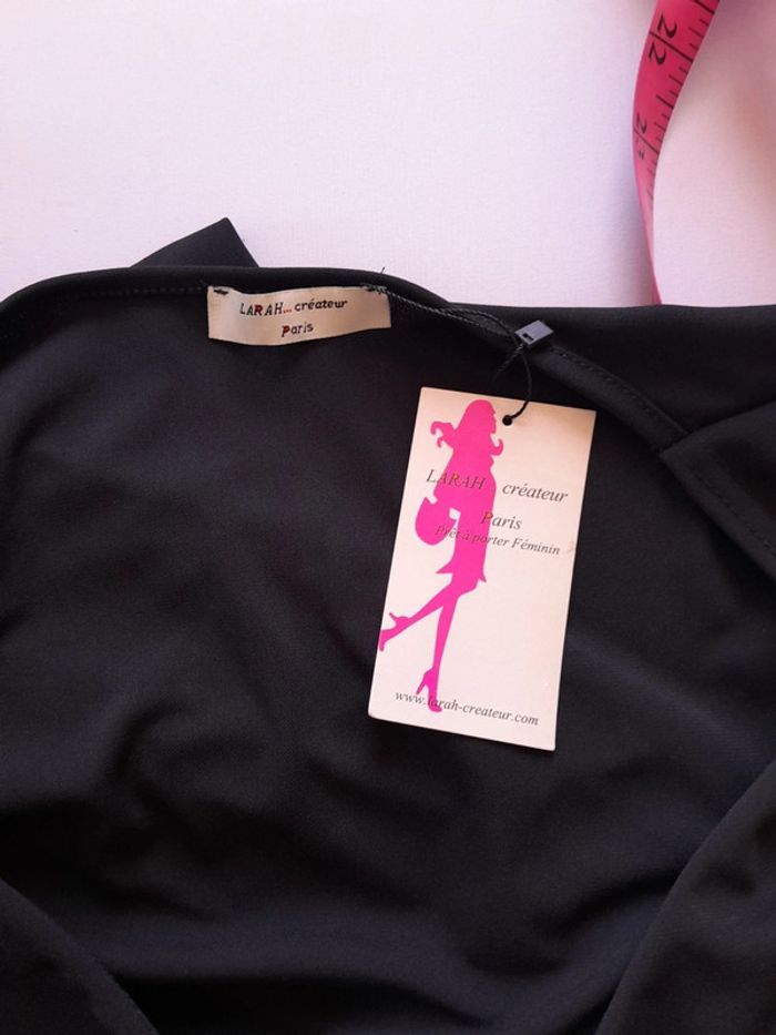 Robe noire neuve drapée extensible Larah createur - photo numéro 3