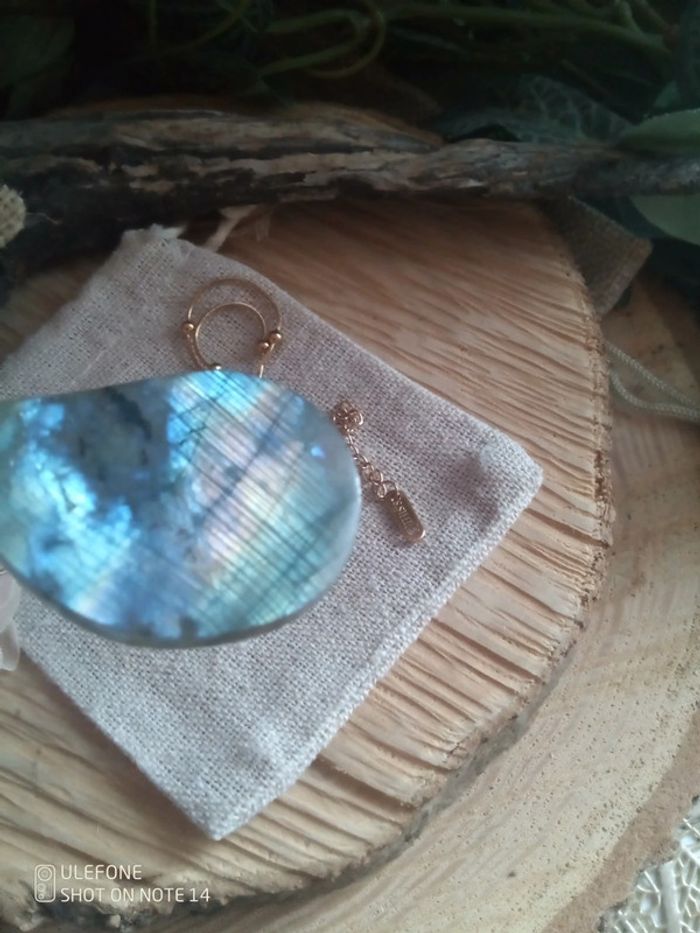 Collier labradorite pierre naturelle à flash bleu - photo numéro 4