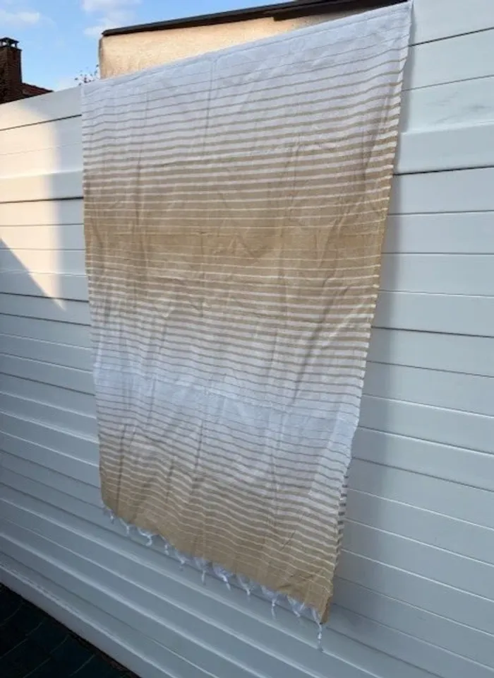 fouta serviette de plage jaune clair 100 x 180 cm - photo numéro 3