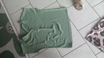 Tunique col v verte sauge taille m