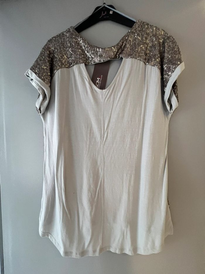 Blouse pailletée argentée neuf taille L - photo numéro 2