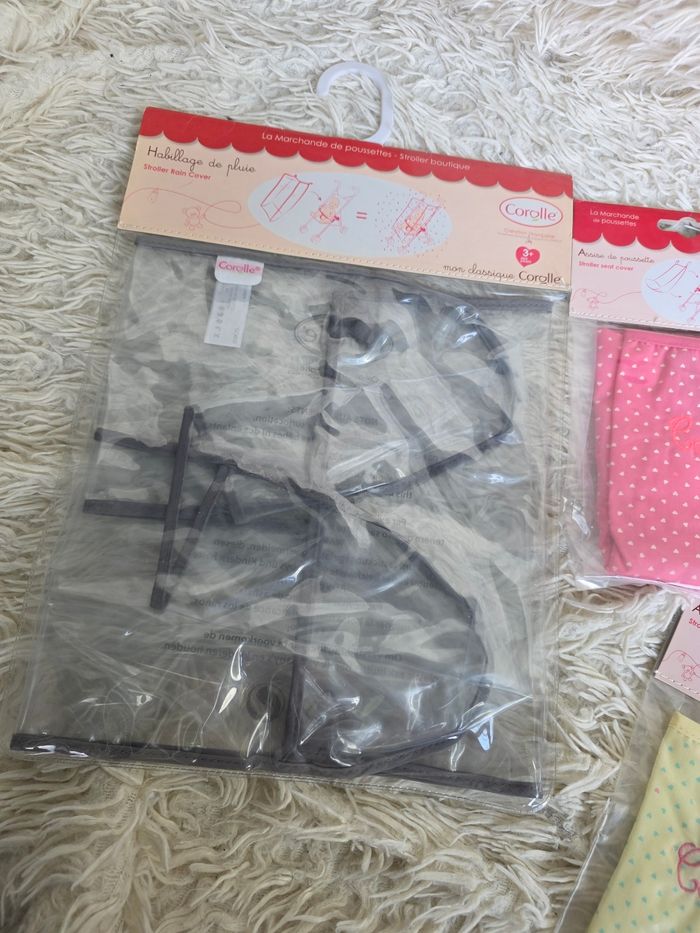 Accessoire poupee corolle pour pousette habillage de pluie + 3 assise de pousette - photo numéro 3