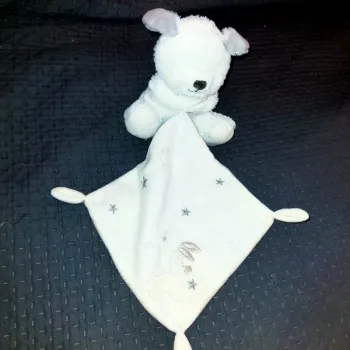 Doudou peluche lapin blanc et gris mouchoir lune Simba Toys