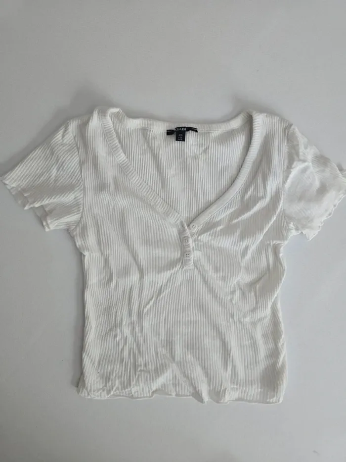 Top cotelé blanc