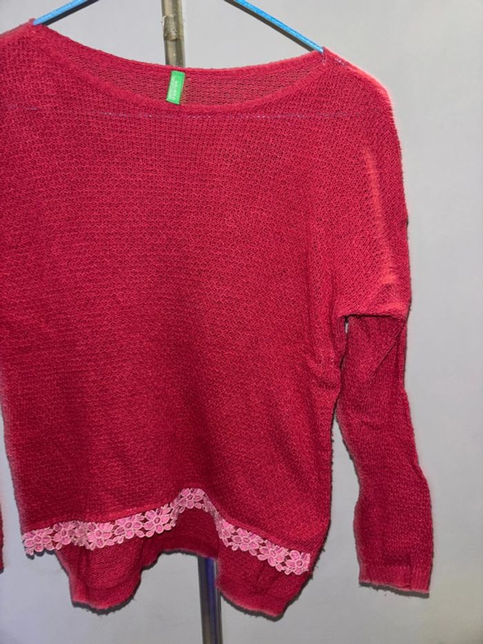 Pull Benetton rouge rouille - photo numéro 2