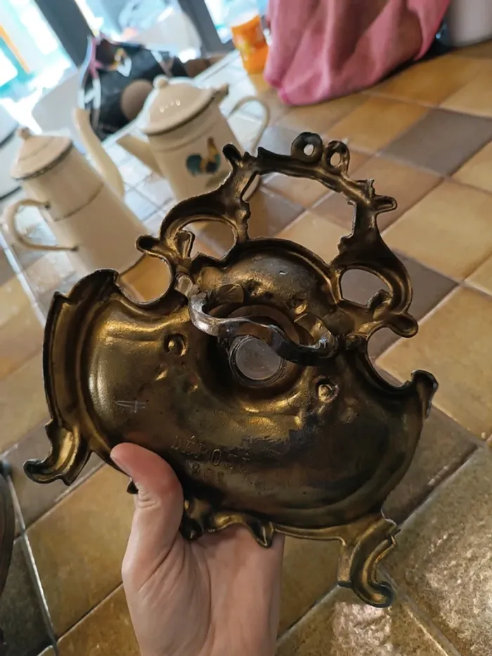 Encrier laiton bronze métal doré vintage ancien - photo numéro 5