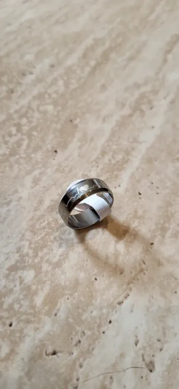 Bague acier inoxydable motif cœur & électrocardiogramme - Taille 18 - Neuf sans étiquette