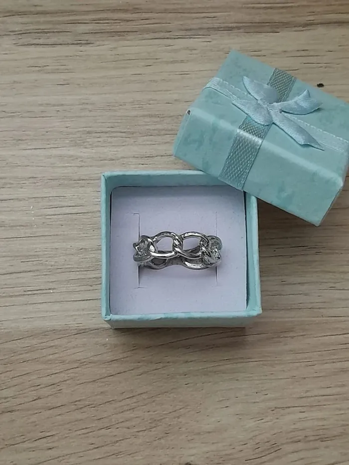 Bague chaine, maillons, argentée, réglable, style Hip Hop - photo numéro 1