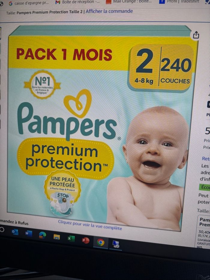 Vends couches Pampers