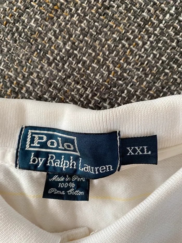 Polo Ralph Lauren XXL blanc à rayures jaunes – très bon état - photo numéro 5