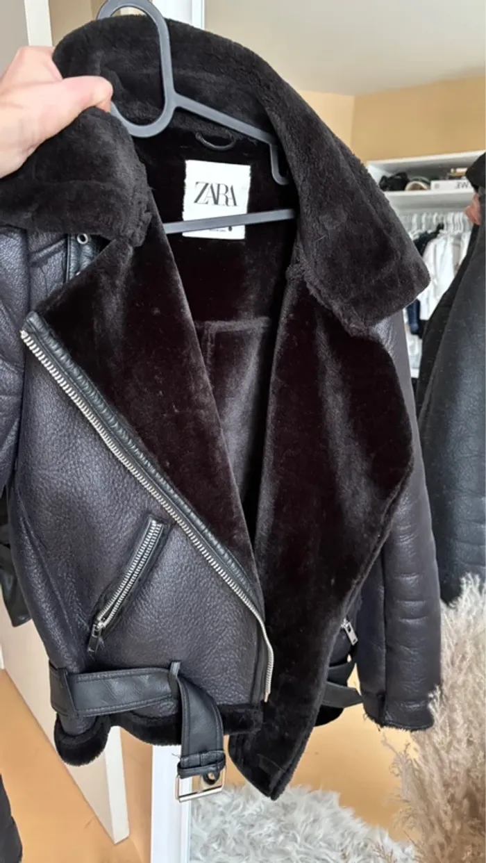 Blouson hiver cuir et fourrure Zara - photo numéro 6