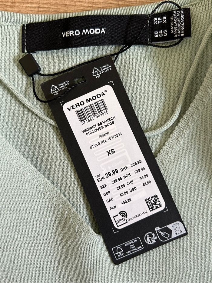 Haut vert neuf à manches courtes Vero Moda taille XS (valeur 30€) - photo numéro 9