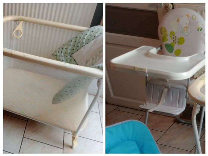 Chaise haute + parc avec matelas / tapis