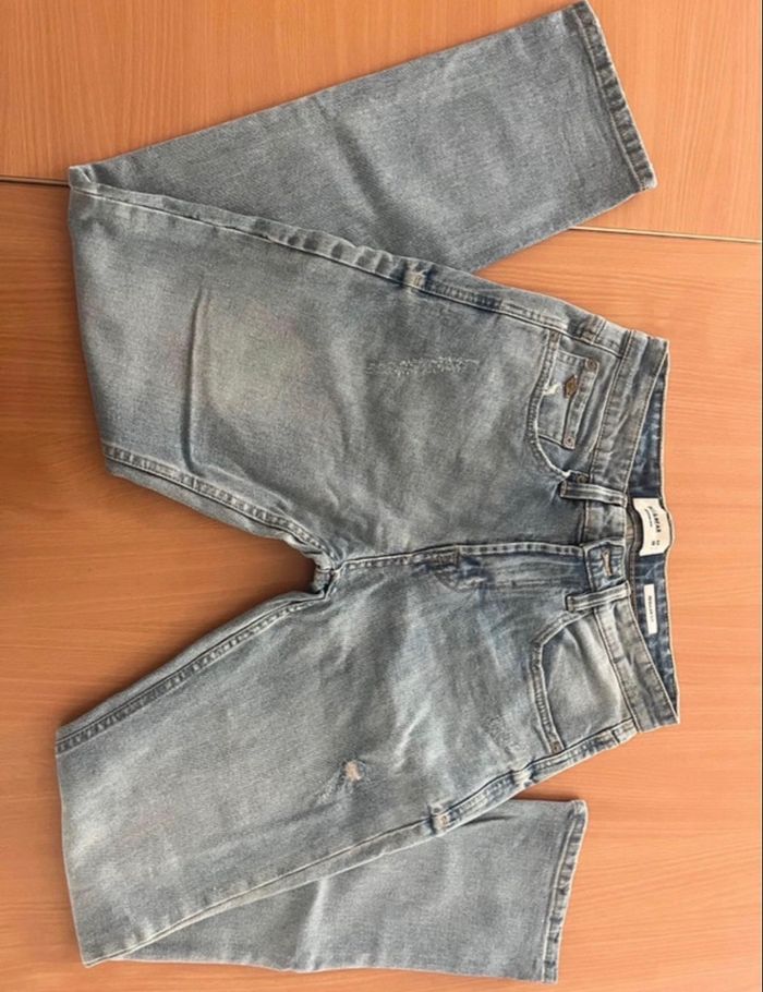 jean mom bleu pour femme