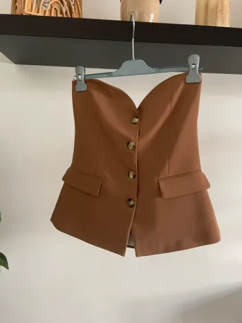 Magnifique bustier tailleur blazer marron chic élégant