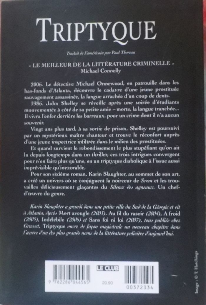 TRIPTYQUE de Karin SLAUGHTER Ed. Le Grand Livre du Mois - photo numéro 3