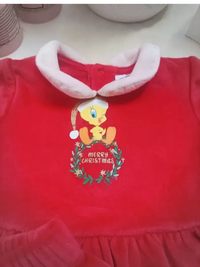 Pyjama deux pièces velours de Noël Looney Tunes fille 9 mois - photo numéro 2