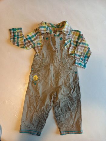 Ensemble garçon salopette et chemises manche longues orchestra 18 mois