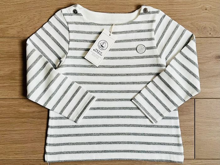 Marinière en jersey gris argent collection Noël Petit bateau T-6 ans - photo numéro 3