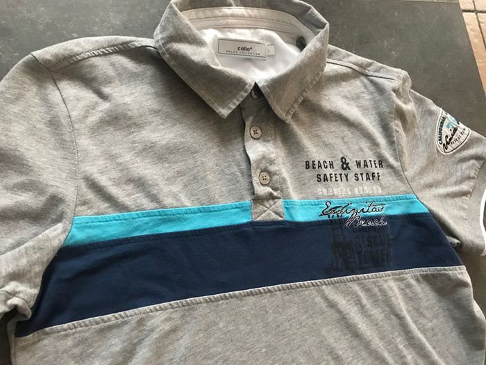 Polo gris bleu homme Celio taille L