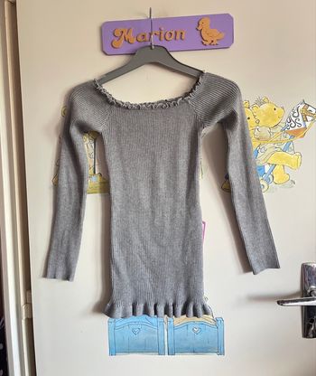 Top gris à épaules découvertes, taille unique, marque Impression 