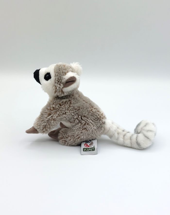 Petite peluche doudou lémurien beige chiné blanc NATURE PLANET longueur 21 cm - photo numéro 2