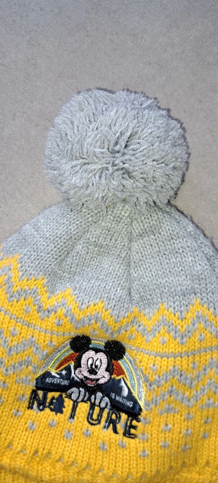 Bonnet jaune et gris Mickey 12 mois - photo numéro 3