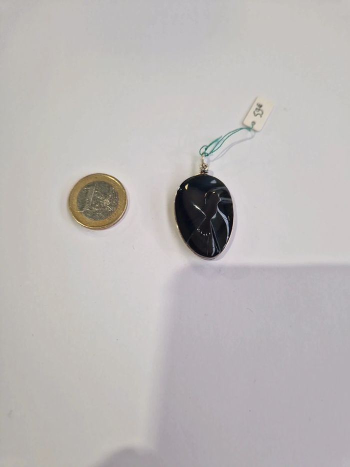 Pendentif obsidienne arc en ciel colombe Mexique
