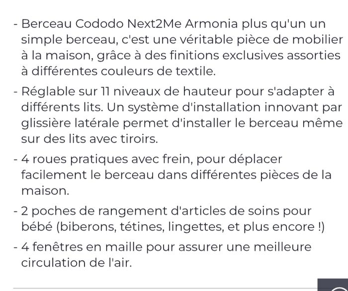 Lit cododo Chicco armonia très bon état - photo numéro 3
