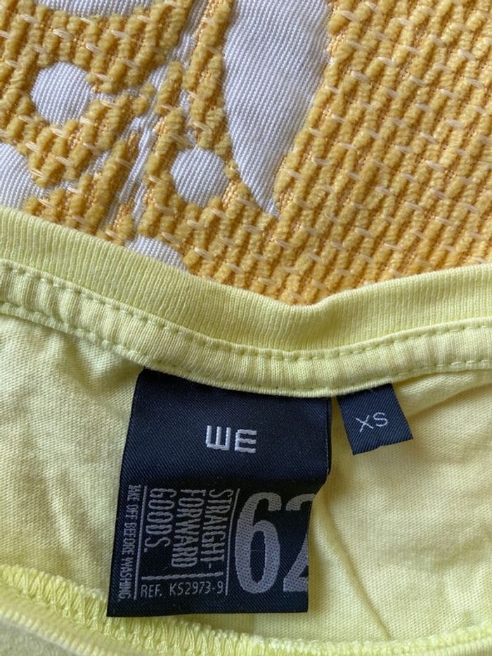 Tee-shirt jaune We taille xs 100% coton manches courts, col rond, neuf - photo numéro 2