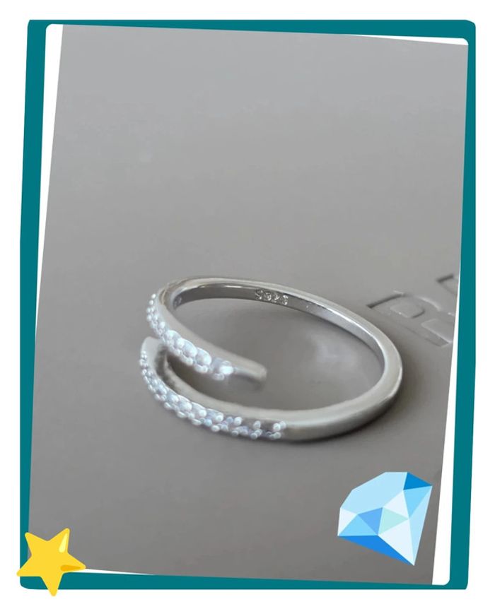 Bague ajustable strass plaquage argent - photo numéro 2