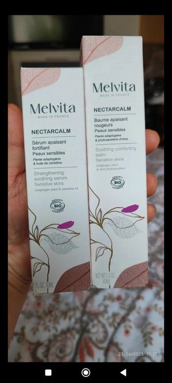 Melvita Routine NectarCalm
P. Sensibles Sérum Apaisant Fortifiant 30ml
+Baume Apaise Rougeurs 40ml