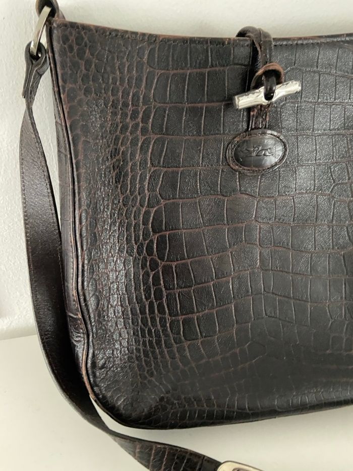 Sac longchamp vintage croco embossé - photo numéro 5