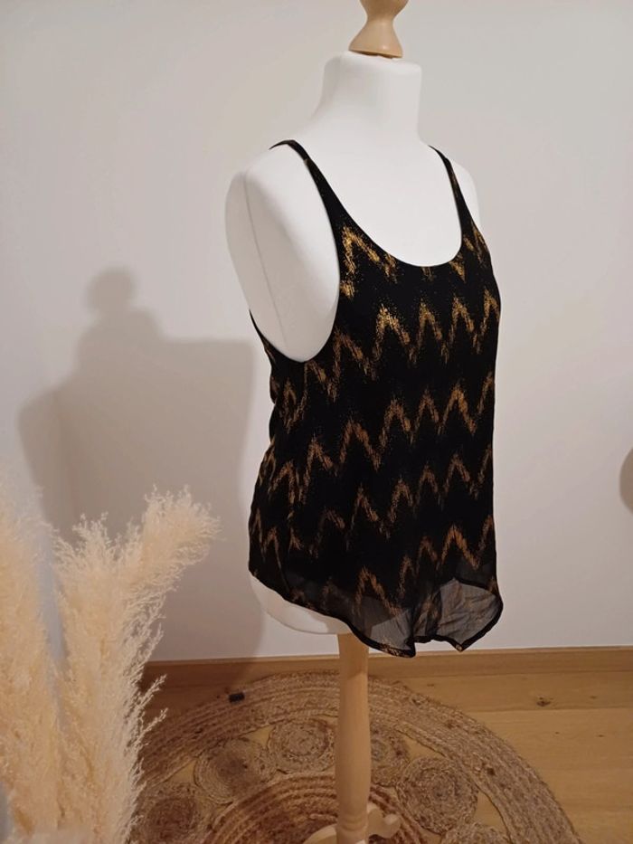 Top noir et doré asymétrique Tout feu tout femme taille M 38 - photo numéro 4