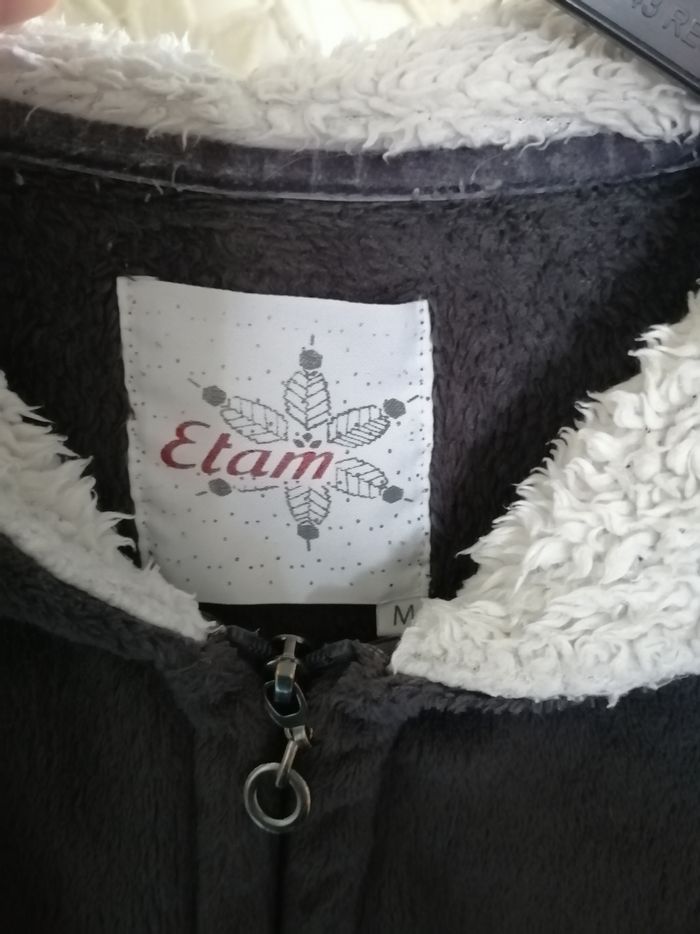 Gilet de pyjama gris foncé à capuche Etam taille M - photo numéro 4