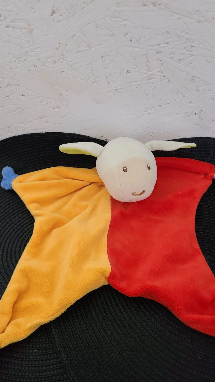 Doudou plat mouton agneau rouge orange PARADISE TOYS - photo numéro 2