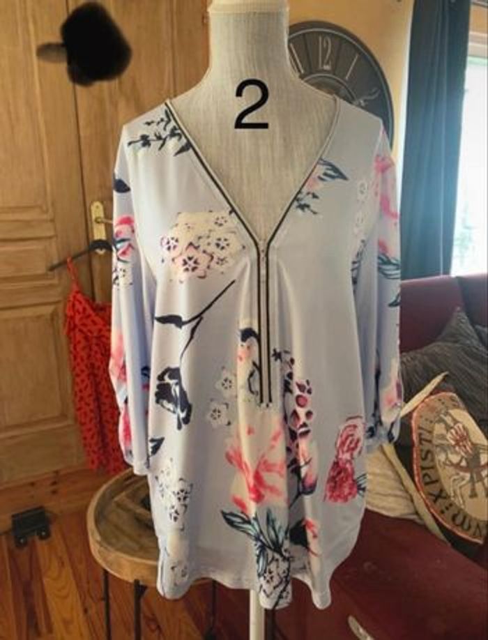 ✨ Blouse fluide à imprimé floral et fermeture zippée ✨ - photo numéro 2