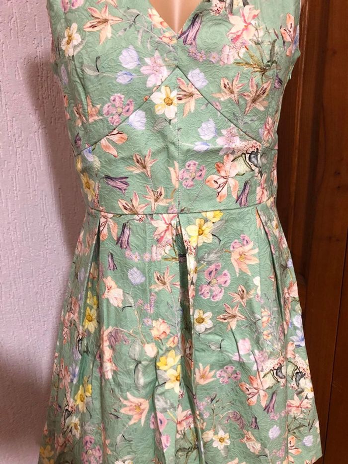 Robe pastel fleurie vert eau n e u v e - photo numéro 3