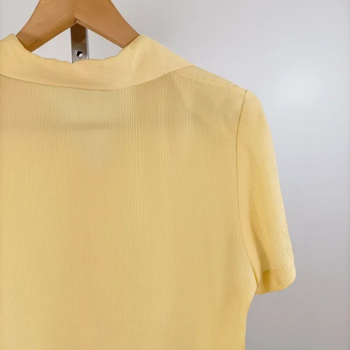 Chemise fluide jaune pâle manches courtes col tailleur taille M A1448 - photo numéro 9