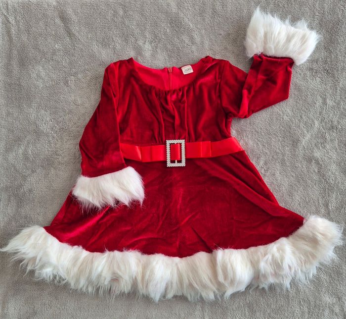 Robe de Noël en velours rouge pour fille de 3 ans